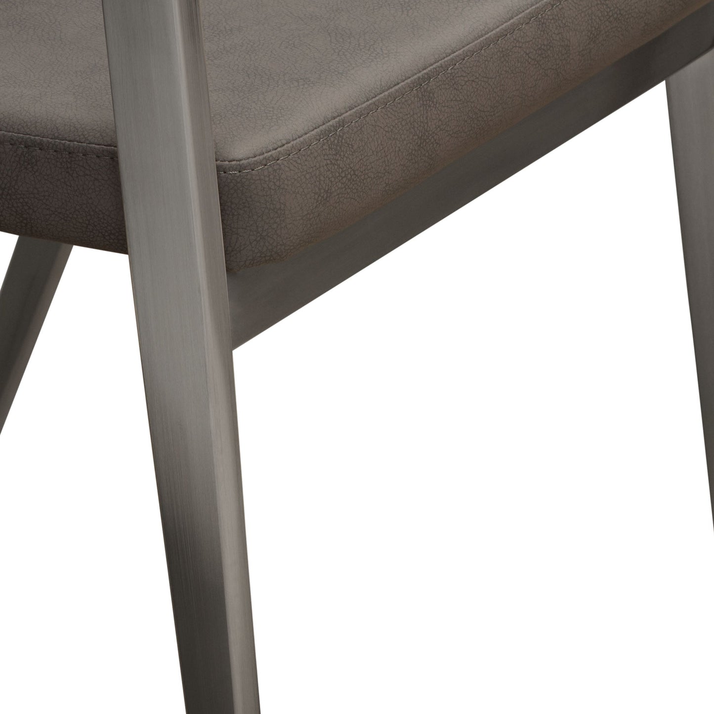 Adele Set of Two Dining/Accent Chairs in Grey Leatherette w/ Brushed Stainless Steel Leg by Diamond Sofa