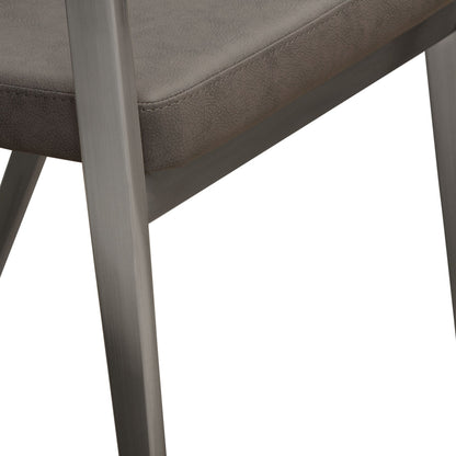 Adele Set of Two Dining/Accent Chairs in Grey Leatherette w/ Brushed Stainless Steel Leg by Diamond Sofa