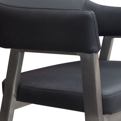 Adele Set of Two Counter Height Chairs in Black Leatherette w/ Brushed Stainless Steel Leg by Diamond Sofa