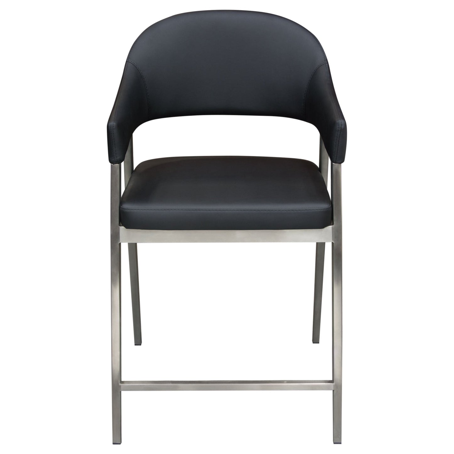 Adele Set of Two Counter Height Chairs in Black Leatherette w/ Brushed Stainless Steel Leg by Diamond Sofa
