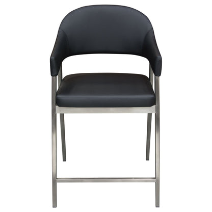 Adele Set of Two Counter Height Chairs in Black Leatherette w/ Brushed Stainless Steel Leg by Diamond Sofa