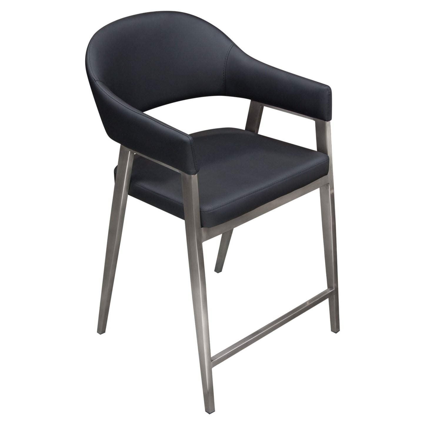 Adele Set of Two Counter Height Chairs in Black Leatherette w/ Brushed Stainless Steel Leg by Diamond Sofa