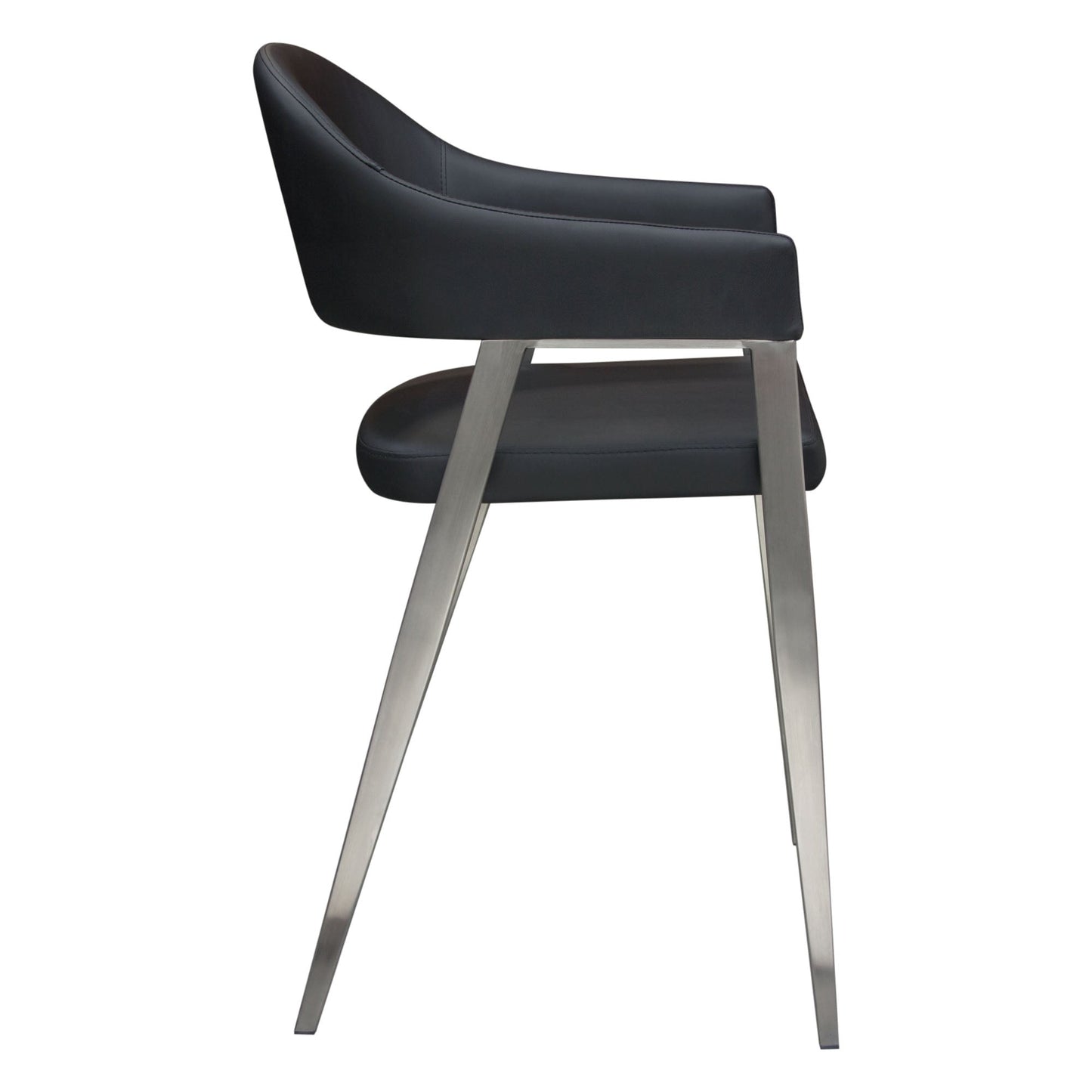 Adele Set of Two Counter Height Chairs in Black Leatherette w/ Brushed Stainless Steel Leg by Diamond Sofa