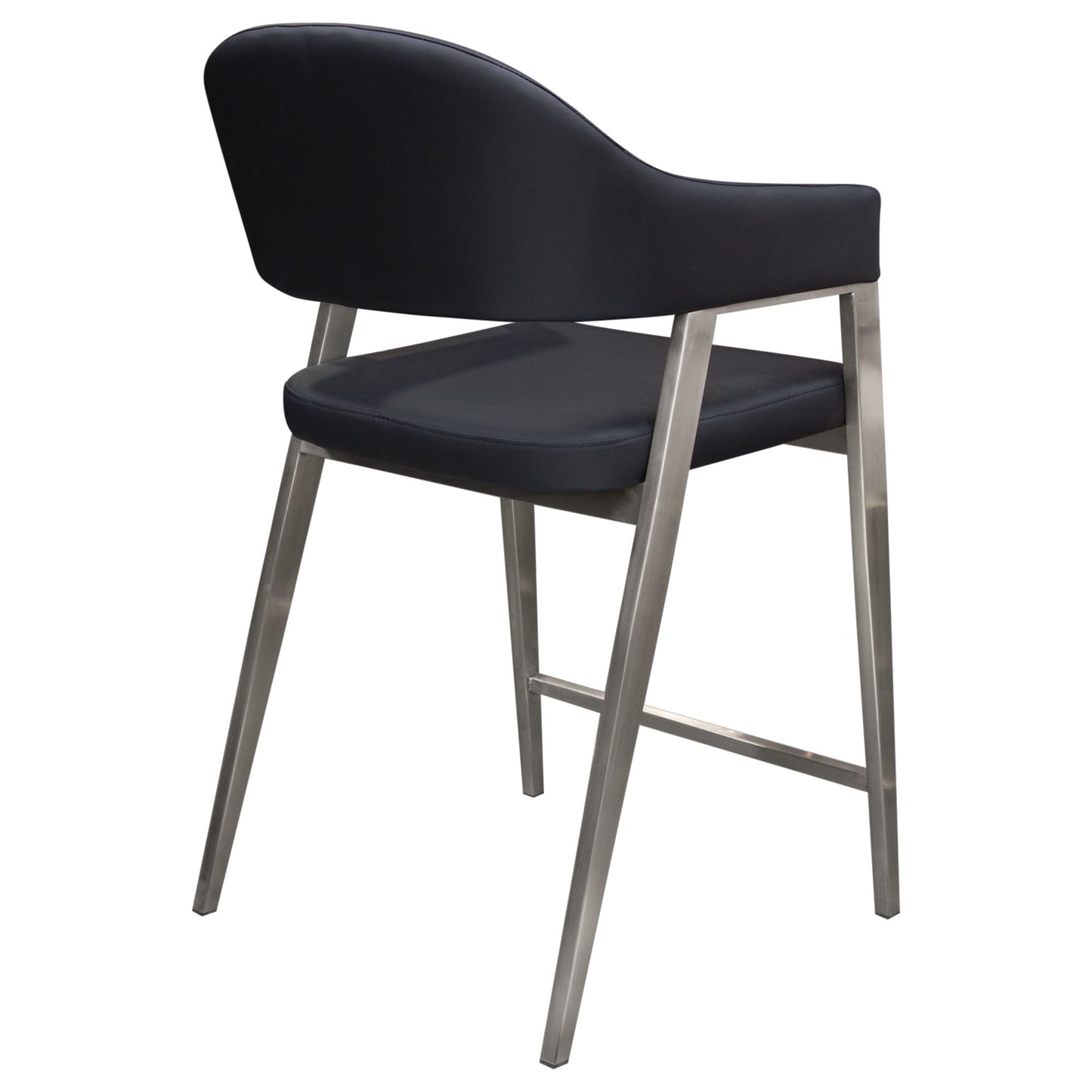 Adele Set of Two Counter Height Chairs in Black Leatherette w/ Brushed Stainless Steel Leg by Diamond Sofa
