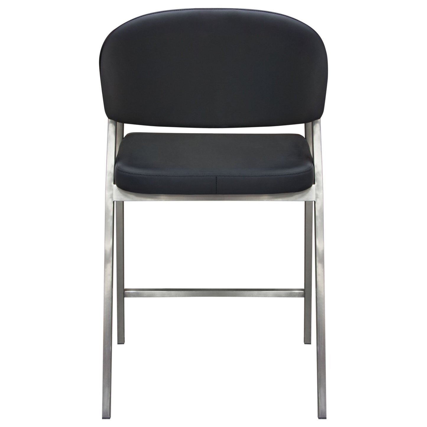 Adele Set of Two Counter Height Chairs in Black Leatherette w/ Brushed Stainless Steel Leg by Diamond Sofa