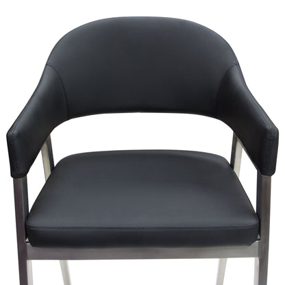 Adele Set of Two Counter Height Chairs in Black Leatherette w/ Brushed Stainless Steel Leg by Diamond Sofa