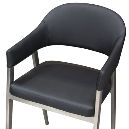 Adele Set of Two Counter Height Chairs in Black Leatherette w/ Brushed Stainless Steel Leg by Diamond Sofa