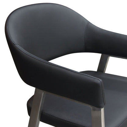 Adele Set of Two Counter Height Chairs in Black Leatherette w/ Brushed Stainless Steel Leg by Diamond Sofa