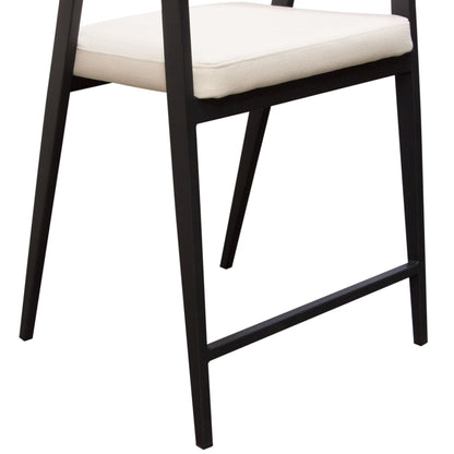 Adele Set of Two Counter Height Chairs in Cream Fabric w/ Black Powder Coated Metal Frame by Diamond Sofa