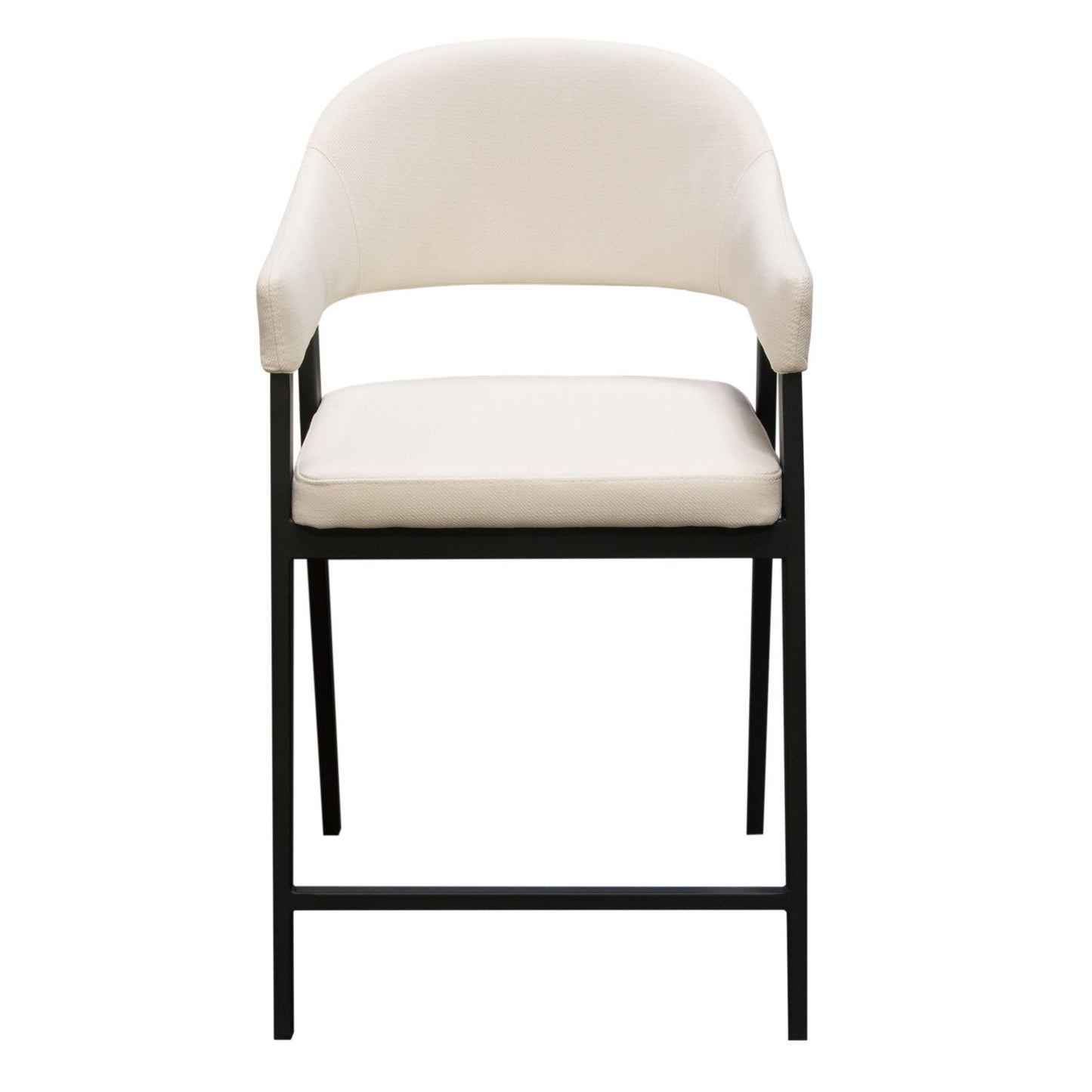 Adele Set of Two Counter Height Chairs in Cream Fabric w/ Black Powder Coated Metal Frame by Diamond Sofa