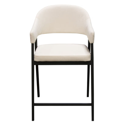 Adele Set of Two Counter Height Chairs in Cream Fabric w/ Black Powder Coated Metal Frame by Diamond Sofa