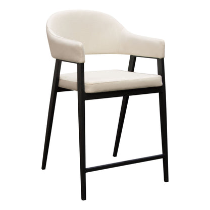 Adele Set of Two Counter Height Chairs in Cream Fabric w/ Black Powder Coated Metal Frame by Diamond Sofa