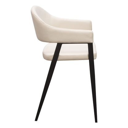 Adele Set of Two Counter Height Chairs in Cream Fabric w/ Black Powder Coated Metal Frame by Diamond Sofa