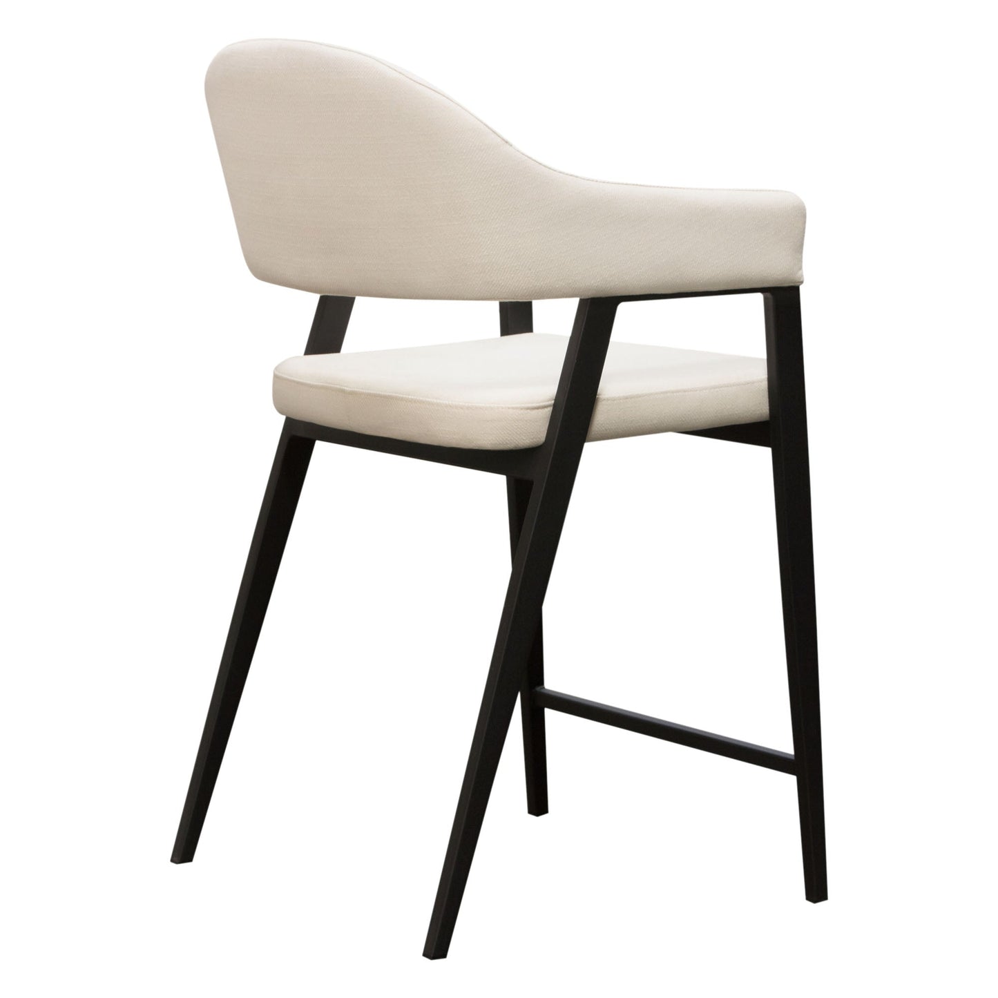 Adele Set of Two Counter Height Chairs in Cream Fabric w/ Black Powder Coated Metal Frame by Diamond Sofa