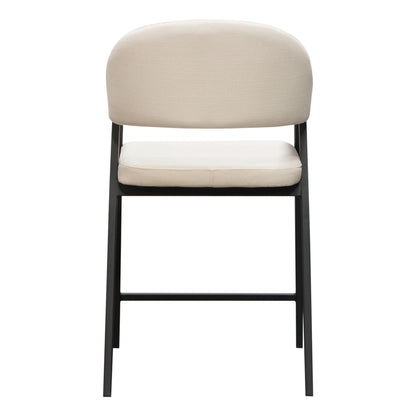 Adele Set of Two Counter Height Chairs in Cream Fabric w/ Black Powder Coated Metal Frame by Diamond Sofa