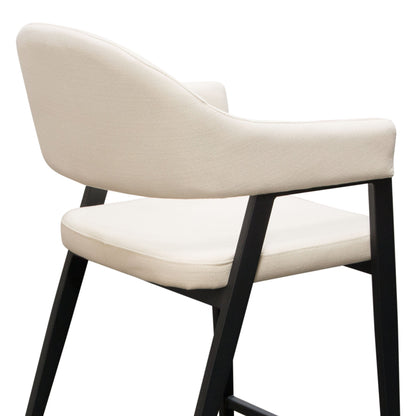 Adele Set of Two Counter Height Chairs in Cream Fabric w/ Black Powder Coated Metal Frame by Diamond Sofa