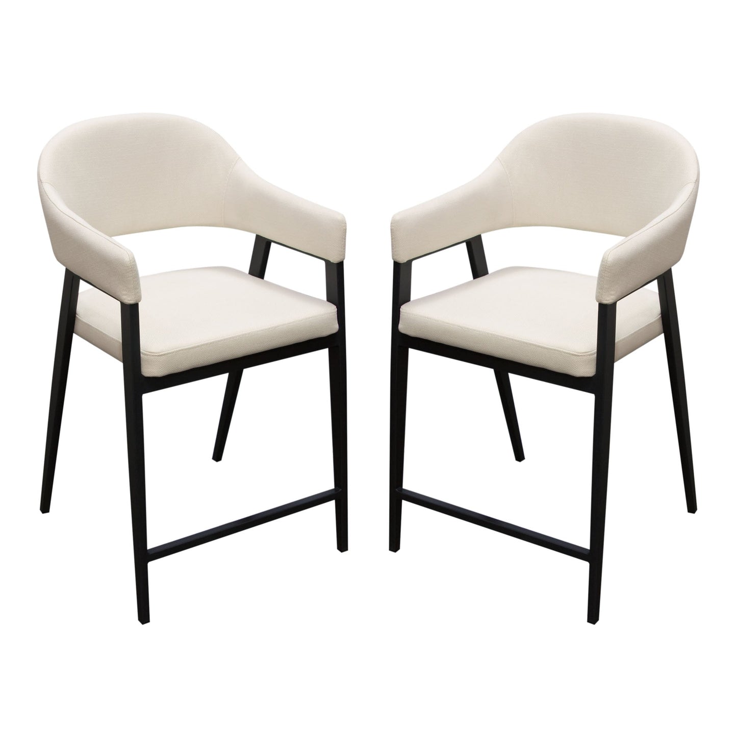 Adele Set of Two Counter Height Chairs in Cream Fabric w/ Black Powder Coated Metal Frame by Diamond Sofa