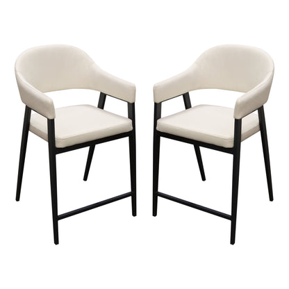 Adele Set of Two Counter Height Chairs in Cream Fabric w/ Black Powder Coated Metal Frame by Diamond Sofa
