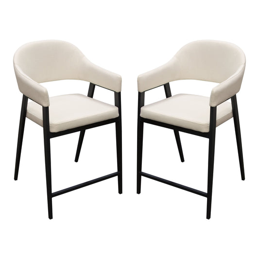 Adele Set of Two Counter Height Chairs in Cream Fabric w/ Black Powder Coated Metal Frame by Diamond Sofa