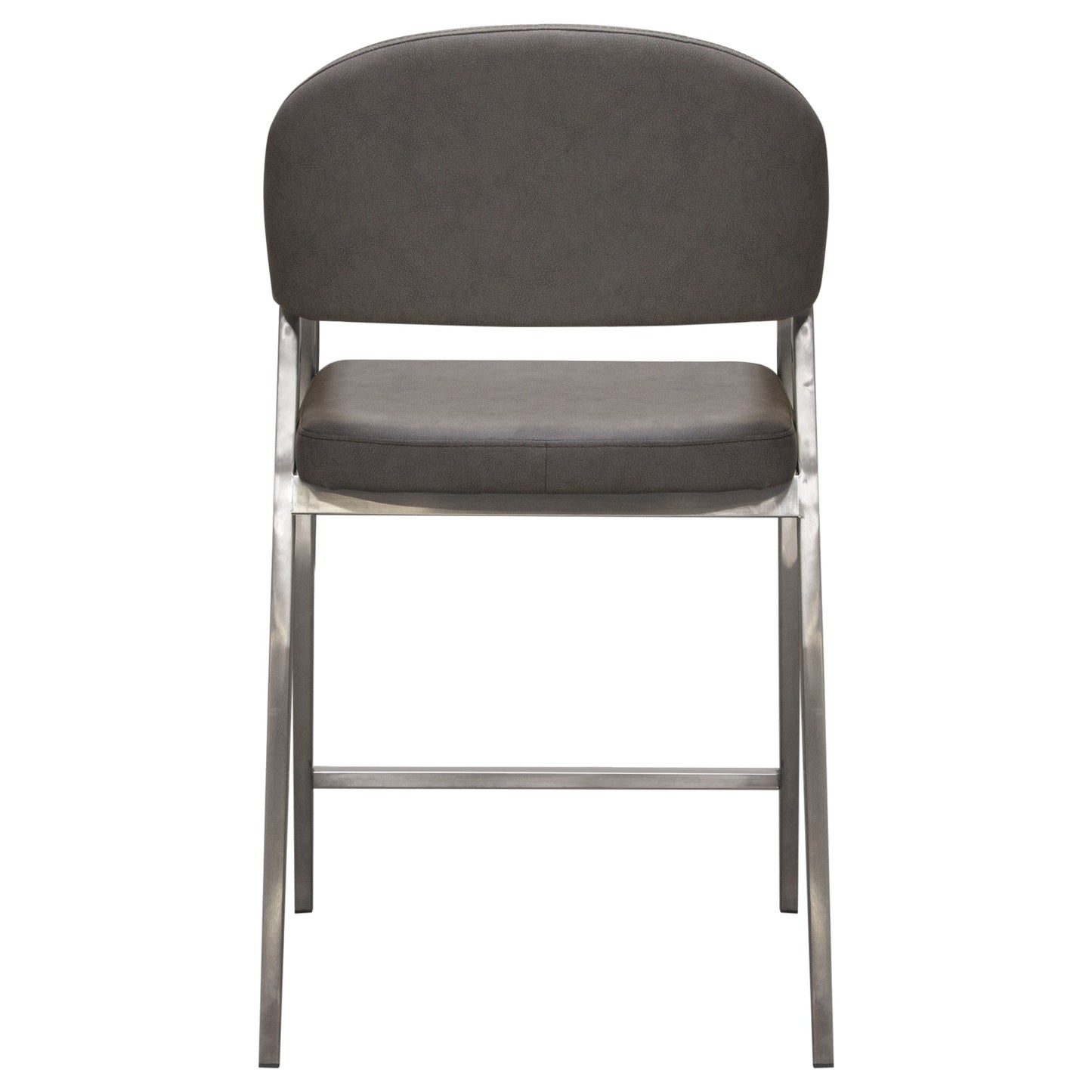 Adele Set of Two Counter Height Chairs in Grey Leatherette w/ Brushed Stainless Steel Leg by Diamond Sofa