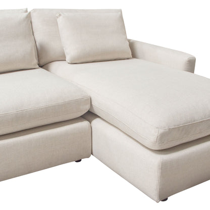 Arcadia 2PC Reversible Chaise Sectional w/ Feather Down Seating in Cream Fabric by Diamond Sofa