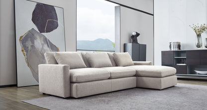 Arcadia 2PC Reversible Chaise Sectional w/ Feather Down Seating in Cream Fabric by Diamond Sofa