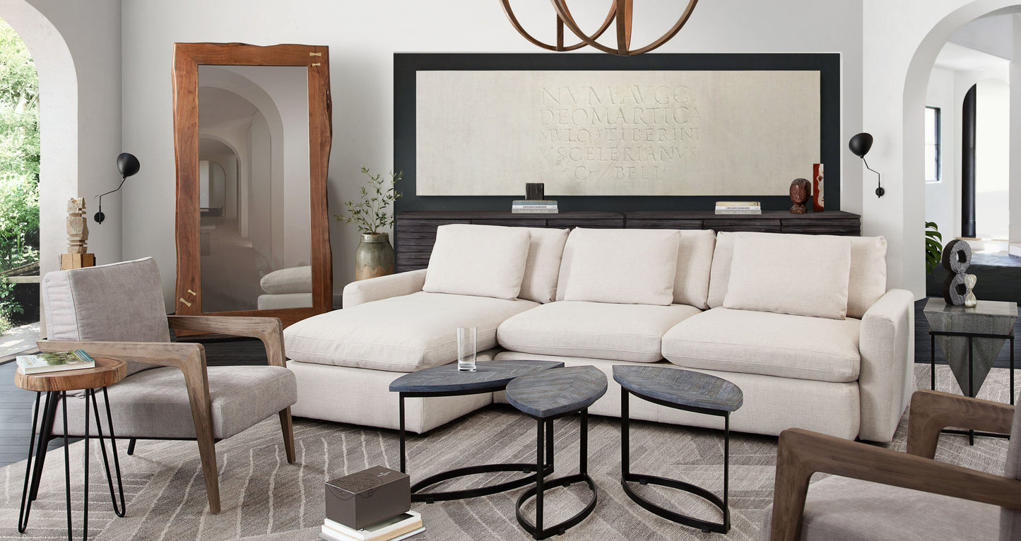Arcadia 2PC Reversible Chaise Sectional w/ Feather Down Seating in Cream Fabric by Diamond Sofa