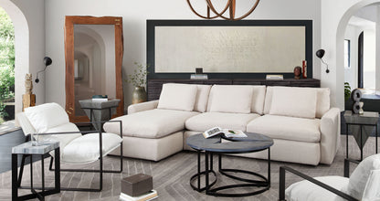 Arcadia 2PC Reversible Chaise Sectional w/ Feather Down Seating in Cream Fabric by Diamond Sofa
