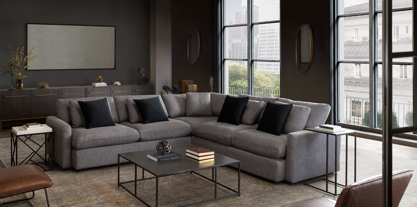Arcadia 3PC Corner Sectional w/ Feather Down Seating in Grey Fabric by Diamond Sofa