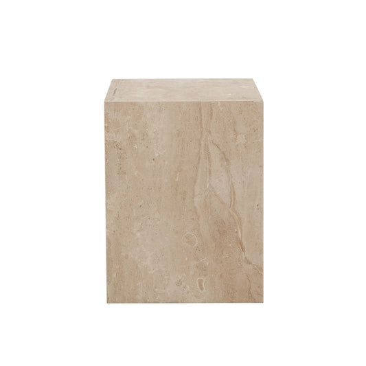 Ark Square Pedestal End Table in Genuine Beige Marble by Diamond Sofa