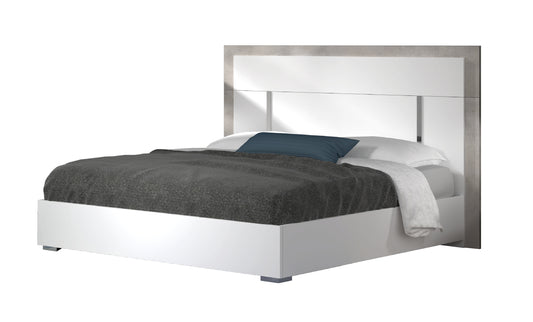 J&M Furniture Ada Premium Queen Bed in Cemento/Bianco Opac