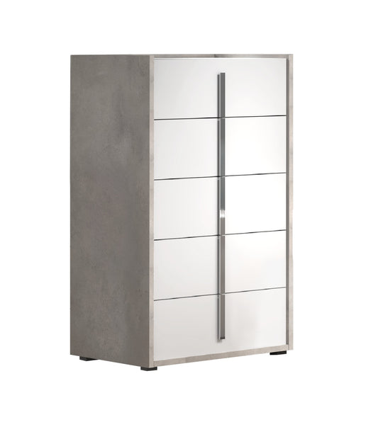 J&M Furniture Ada Premium Chest in Cemento/Bianco Opac