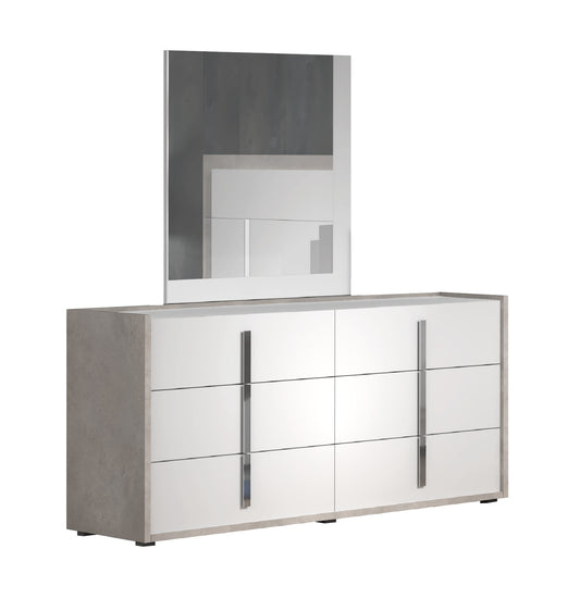 J&M Furniture Ada Premium Mirror in Cemento/Bianco Opac