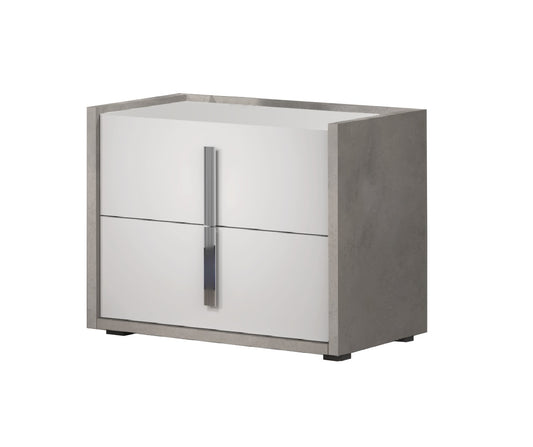 J&M Furniture Ada Premium Night Stand in Cemento/Bianco Opac