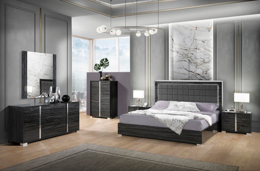 J&M Furniture Alice Glossy Gray Mirror