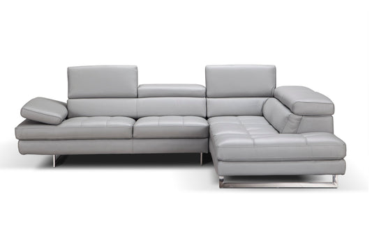J&M Furniture A761 Italian Leather Sectional Light Grey In Right Hand Facing