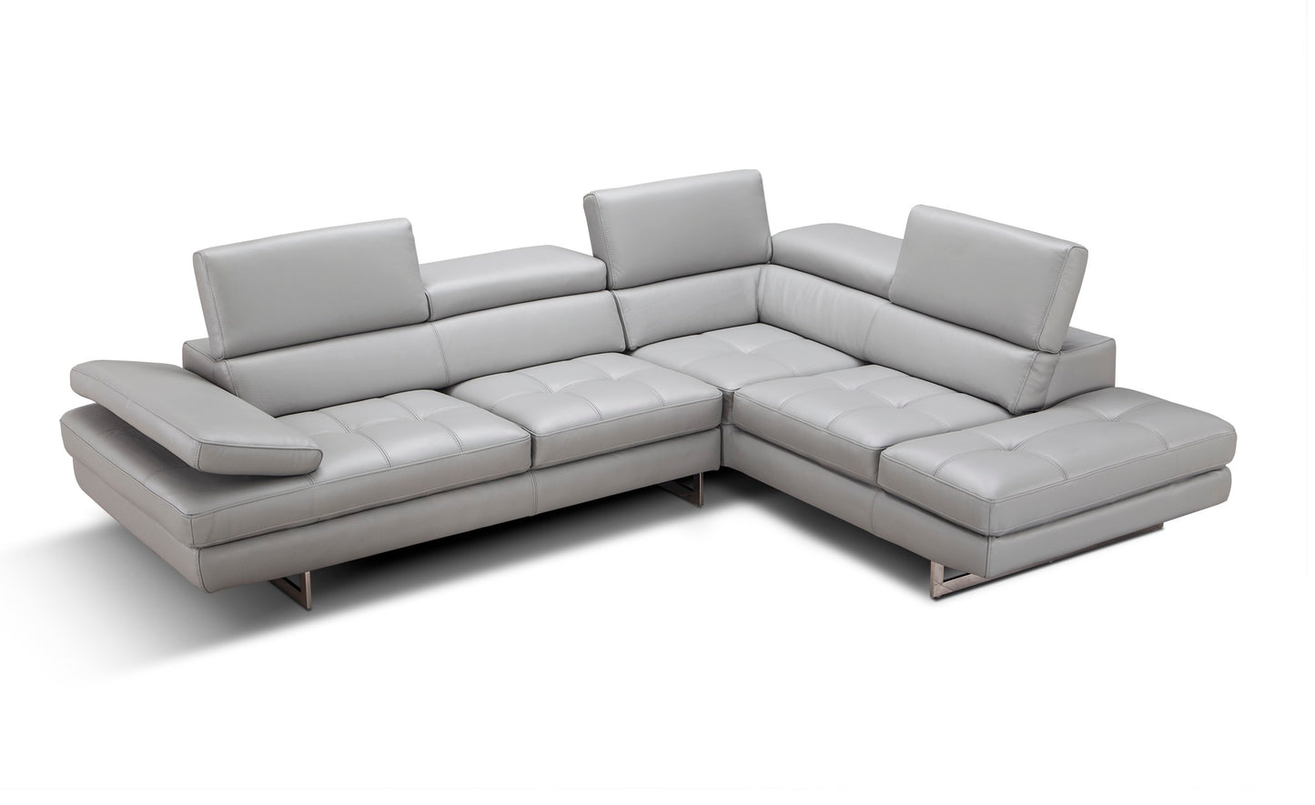 J&M Furniture A761 Italian Leather Sectional Light Grey In Right Hand Facing