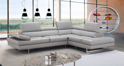 J&M Furniture A761 Italian Leather Sectional Light Grey In Right Hand Facing