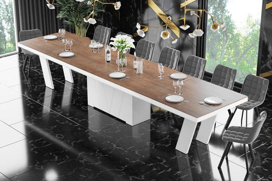 Maxima House Dining Set ALETA wit Lava Rock/White Dining Table and 10 Chairs