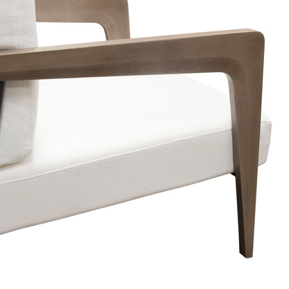Blair Accent Chair in White Fabric with Curved Wood Leg Detail by Diamond Sofa