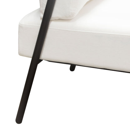 Blair Accent Chair in White Fabric with Curved Wood Leg Detail by Diamond Sofa