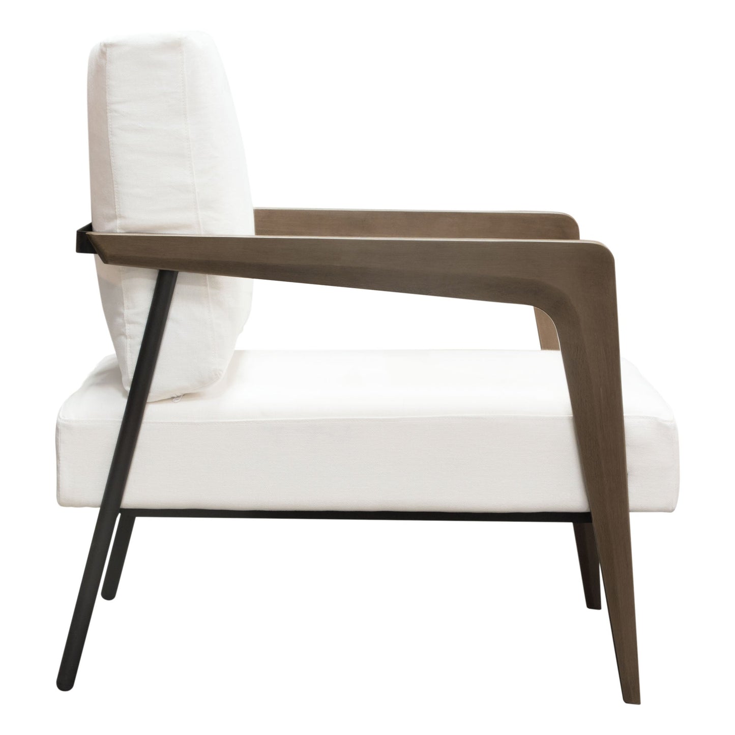 Blair Accent Chair in White Fabric with Curved Wood Leg Detail by Diamond Sofa