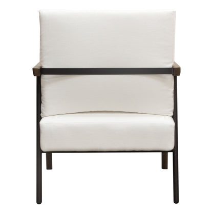 Blair Accent Chair in White Fabric with Curved Wood Leg Detail by Diamond Sofa