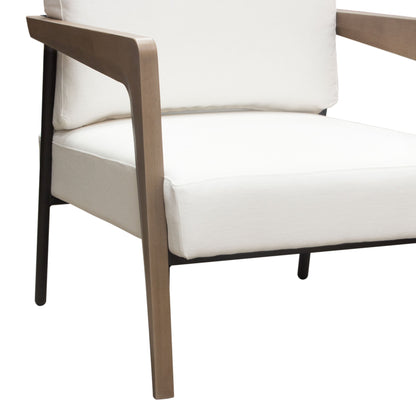 Blair Accent Chair in White Fabric with Curved Wood Leg Detail by Diamond Sofa