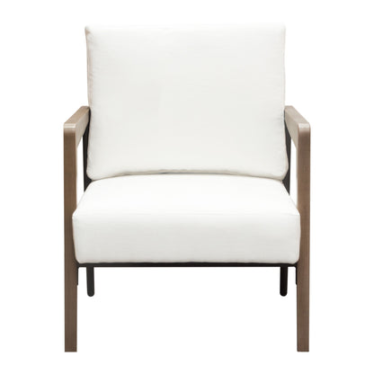 Blair Accent Chair in White Fabric with Curved Wood Leg Detail by Diamond Sofa