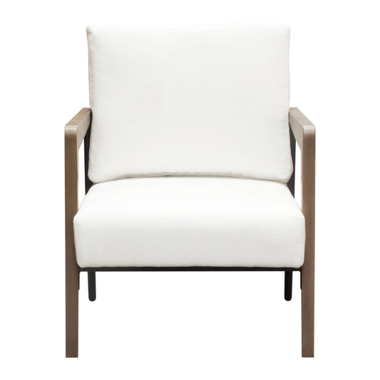 Blair Accent Chair in White Fabric with Curved Wood Leg Detail by Diamond Sofa