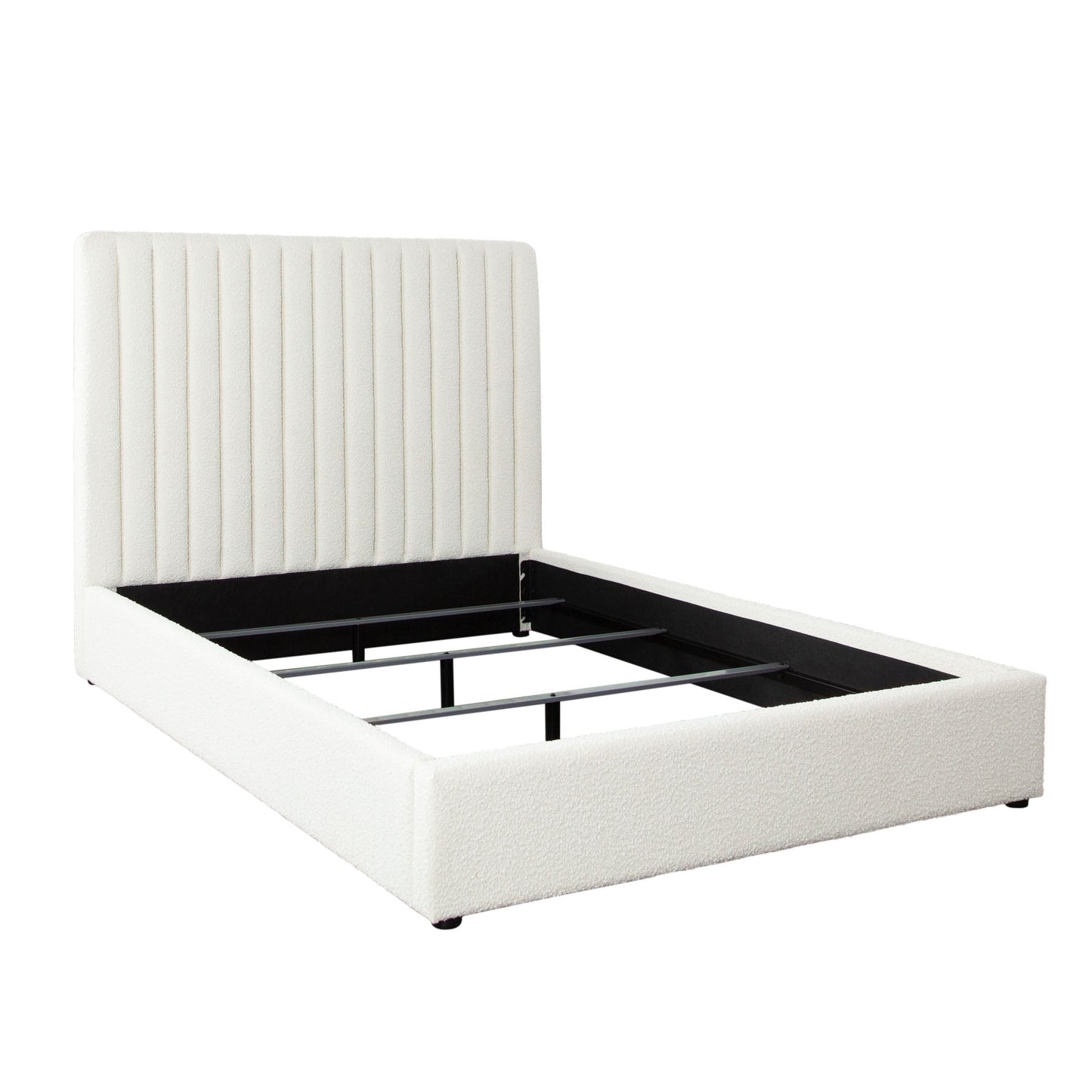 Brooke 54" Queen Bed w/ Vertical Channel Tuft in Ivory Boucle by Diamond Sofa