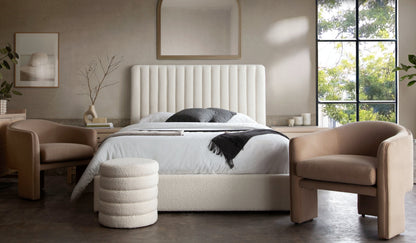 Brooke 54" Queen Bed w/ Vertical Channel Tuft in Ivory Boucle by Diamond Sofa