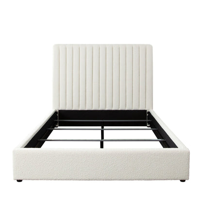 Brooke 54" Queen Bed w/ Vertical Channel Tuft in Ivory Boucle by Diamond Sofa