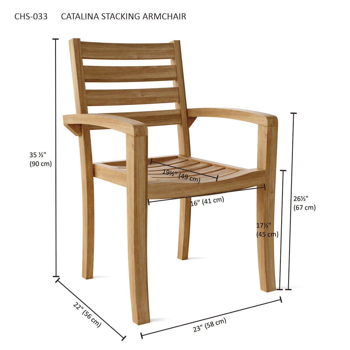 Anderson Teak Catalina Stackable Armchair (Fully Built & 4 pcs in a box)